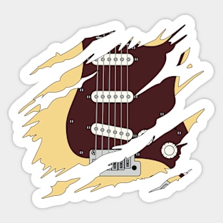 Ripped Electric Guitar S-Style Buttercream Color Sticker